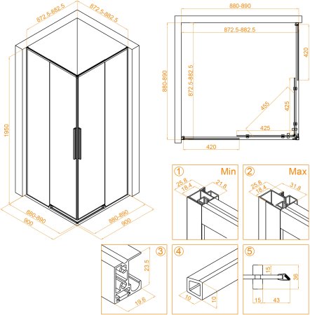 Душевой уголок RGW SV-31G 900x900 