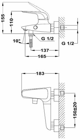 Смеситель для ванны Teka Itaca 671210200 Хром 