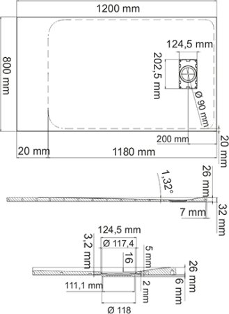 Поддон для душа WasserKRAFT Berkel 48T10 120x100 см 