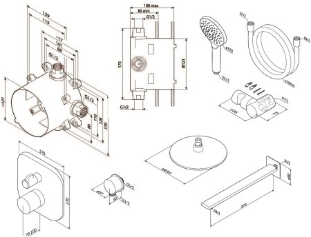 Душевая система AM.PM FM005RH00 с термостатом Хром 