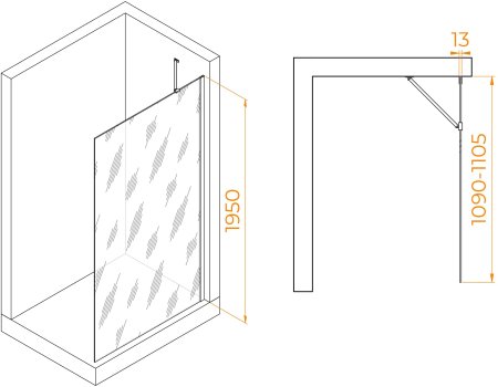 Душевая перегородка RGW WA-110 1100 