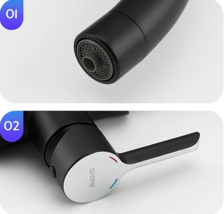 Смеситель для кухни Gappo G03-6 G4303-6 Черный матовый Хром 