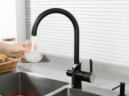 Смеситель для кухни Gappo G03-6 G4303-6 Черный матовый Хром 