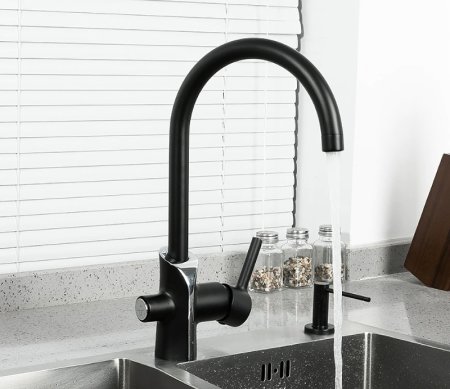 Смеситель для кухни Gappo G03-6 G4303-6 Черный матовый Хром 