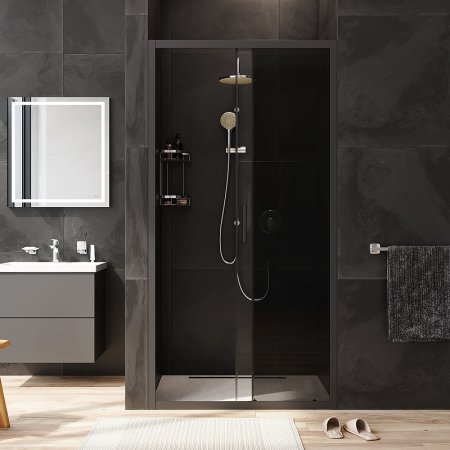 Душевая дверь AM.PM Gem Solo 100 W90G-100-1-195BG профиль Черный матовый стекло тонированное-прозрачное 