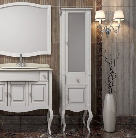 Шкаф пенал Opadiris Лаура 44 R Z0000012757 Белый матовый ручки Swarovski Хром 