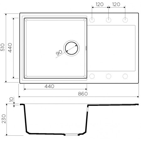 Мойка для кухни Omoikiri Daisen-86-DC 4993699 Тёмный шоколад 