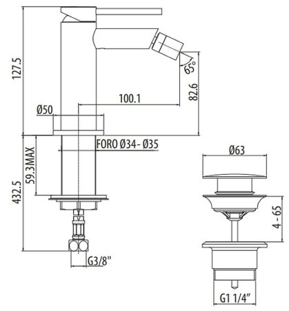 Смеситель для биде Gattoni Circle Two 9150/91C0 Хром 