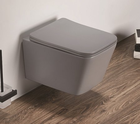 Унитаз CeramaLux 5170MH подвесной Светло-серый матовый с сиденьем Микролифт 