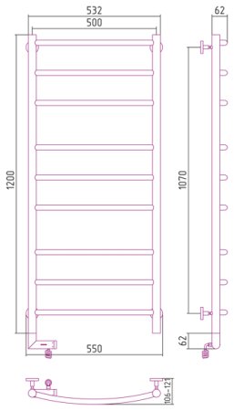 Полотенцесушитель электрический Сунержа Галант 2.0 120х50 R 