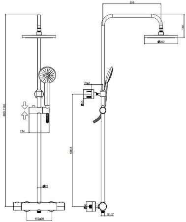 Душевая система Paffoni Birillo ZCOL643CR с термостатом Хром 