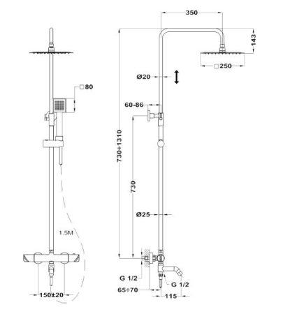 Душевая система TEKA Manacor 321486200 хром 