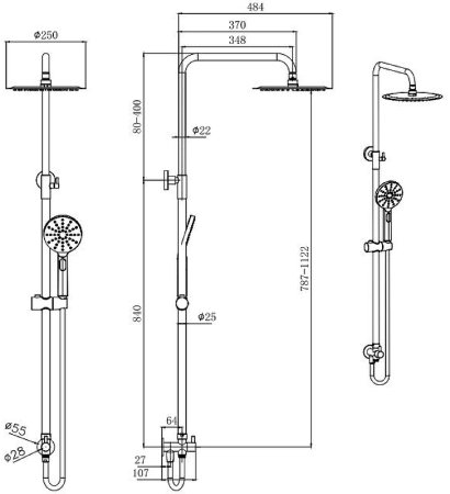 Душевая система Aquatek AQ2046MB Черная матовая 