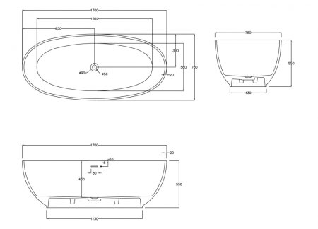 Ванна из искусственного камня ABBER Stein AS9641-1.7 белая матовая 