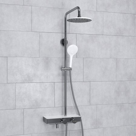 Душевая система WasserKRAFT A113.067.155.CH Thermo с термостатом Хром Белая 
