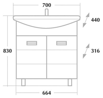 Тумба с раковиной Onika Балтика 70.10 