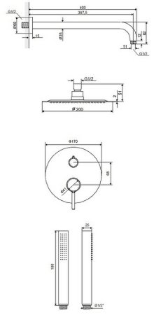 Душевая система Excellent Pi Arex AREX.SET.1245CR Хром 