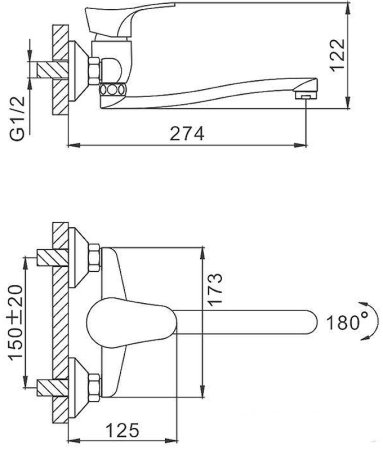 Смеситель для кухни Frap H14 F4614-B Хром 