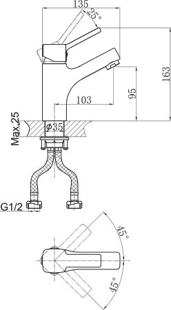 Смеситель D&K Rhein.Dusseldorf DA1492101 для раковины 