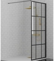 Душевая перегородка Paini 90 Walk-In 90G профиль Черный матовый стекло прозрачное с рисунком