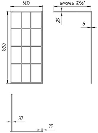 Душевая перегородка Paini 90 Walk-In 90G профиль Черный матовый стекло прозрачное с рисунком 
