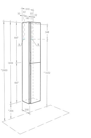 Шкаф пенал Aquaton Рене 31 1A222003NRC80 подвесной Белый Грецкий орех 