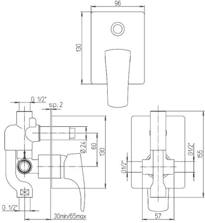 Смеситель для душа Paini Lady 89OP691 Золото 