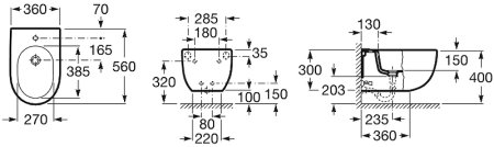 Биде Roca Meridian 357245000 подвесное Белое 