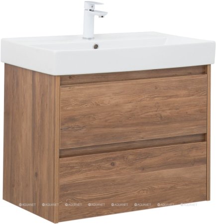 Тумба с раковиной Aquanet Nova Lite 75 дуб шоколадный (2 ящика) 