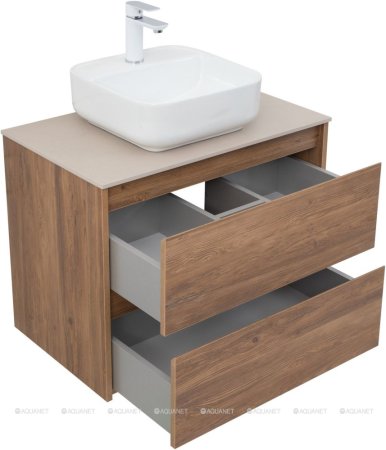 Тумба с раковиной Aquanet Nova Lite 75 дуб шоколадный (2 ящика) 