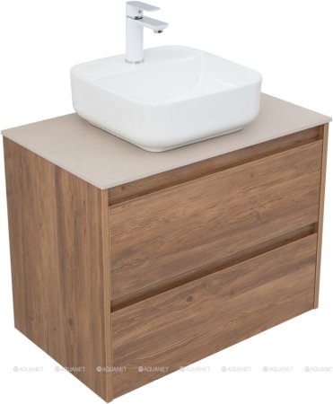 Тумба с раковиной Aquanet Nova Lite 75 дуб шоколадный (2 ящика) 