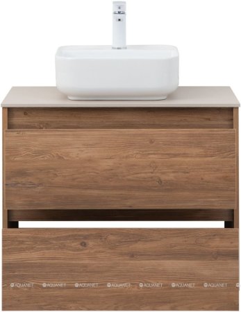 Тумба с раковиной Aquanet Nova Lite 75 дуб шоколадный (2 ящика) 