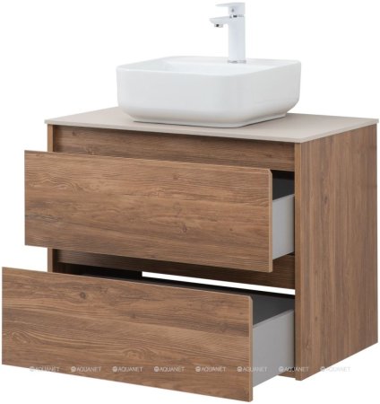 Тумба с раковиной Aquanet Nova Lite 75 дуб шоколадный (2 ящика) 