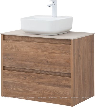 Тумба с раковиной Aquanet Nova Lite 75 дуб шоколадный (2 ящика) 