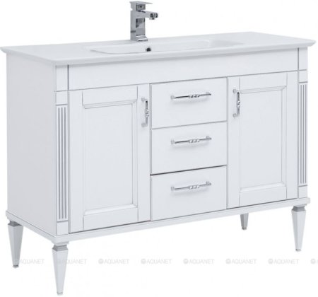 Тумба с раковиной Aquanet Селена 120 белый/серебро 