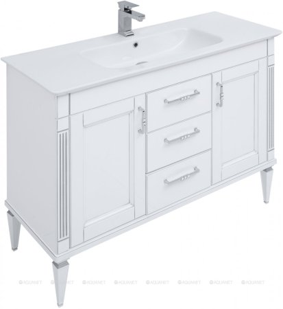 Тумба с раковиной Aquanet Селена 120 белый/серебро 