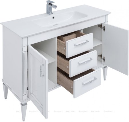 Тумба с раковиной Aquanet Селена 120 белый/серебро 