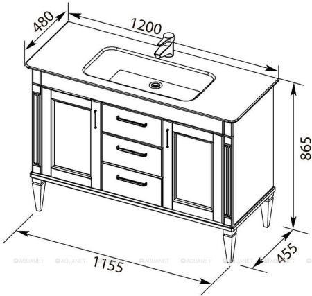 Тумба с раковиной Aquanet Селена 120 белый/серебро 