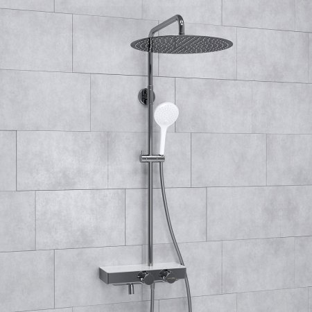 Душевая система WasserKRAFT A113.117.155.CH Thermo с термостатом Хром Белая 