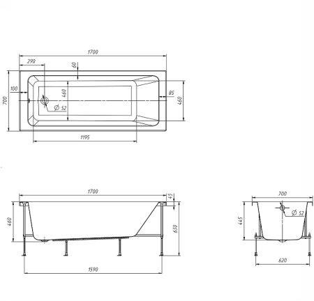 Акриловая ванна Roca Leon 170x70 248658000 без гидромассажа 