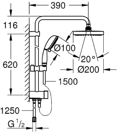 Душевая система Grohe New Tempesta Rustic 27399002 Хром 
