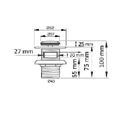Донный клапан для раковины CeramaLux RD013 с переливом, хром 