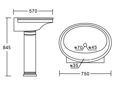Раковина CeramaLux 4286 напольная 