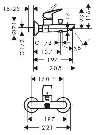 Смеситель Hansgrohe Logis 71400000 для ванны с душем 