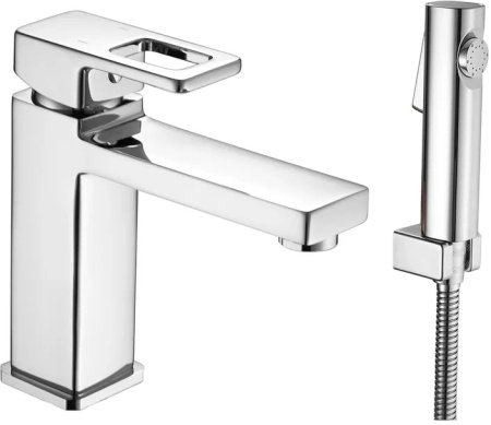 Смеситель для раковины с гигиеническим душем Shevanik S8271, хром 
