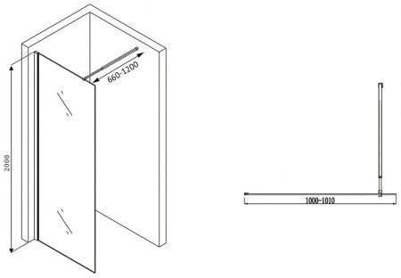 Душевая перегородка Abber Immer Offen 100 AG61100B8 профиль Черный стекло прозрачное 