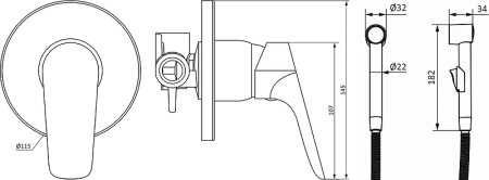 Гигиенический душ со смесителем STWORKI by Damixa Дублин HFDB75100 Хром 