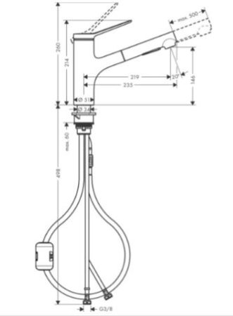 Смеситель Hansgrohe Zesis M33 150 74800000 для кухонной мойки 