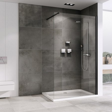 Душевая перегородка Abber Immer Offen 120 AG61120B8 профиль Черный стекло прозрачное 