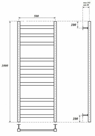 Водяной полотенцесушитель Point Меркурий PN83150 П10 500x1000 Хром 